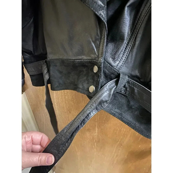 Winlit Women's Vintage Retro 80s 90s Black Leather Suede Jacket Designs Size P - Picture 3 of 16